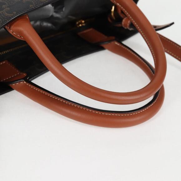 CELINE Triomphe Vertical Cabas Tote Bag Pvc Leather Black Gold - Picture 7 of 13